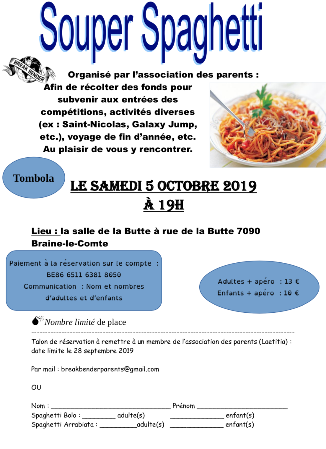 Flyers Souper de l'association des parents
